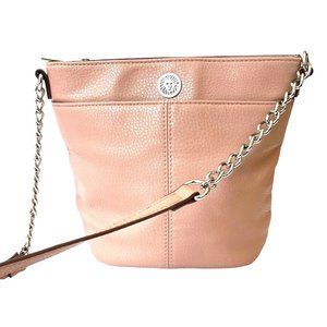 CLASSY Anne Klein Salmon/Pink Crossbody/ Shoulder Bucket Bag Adjustable Strap